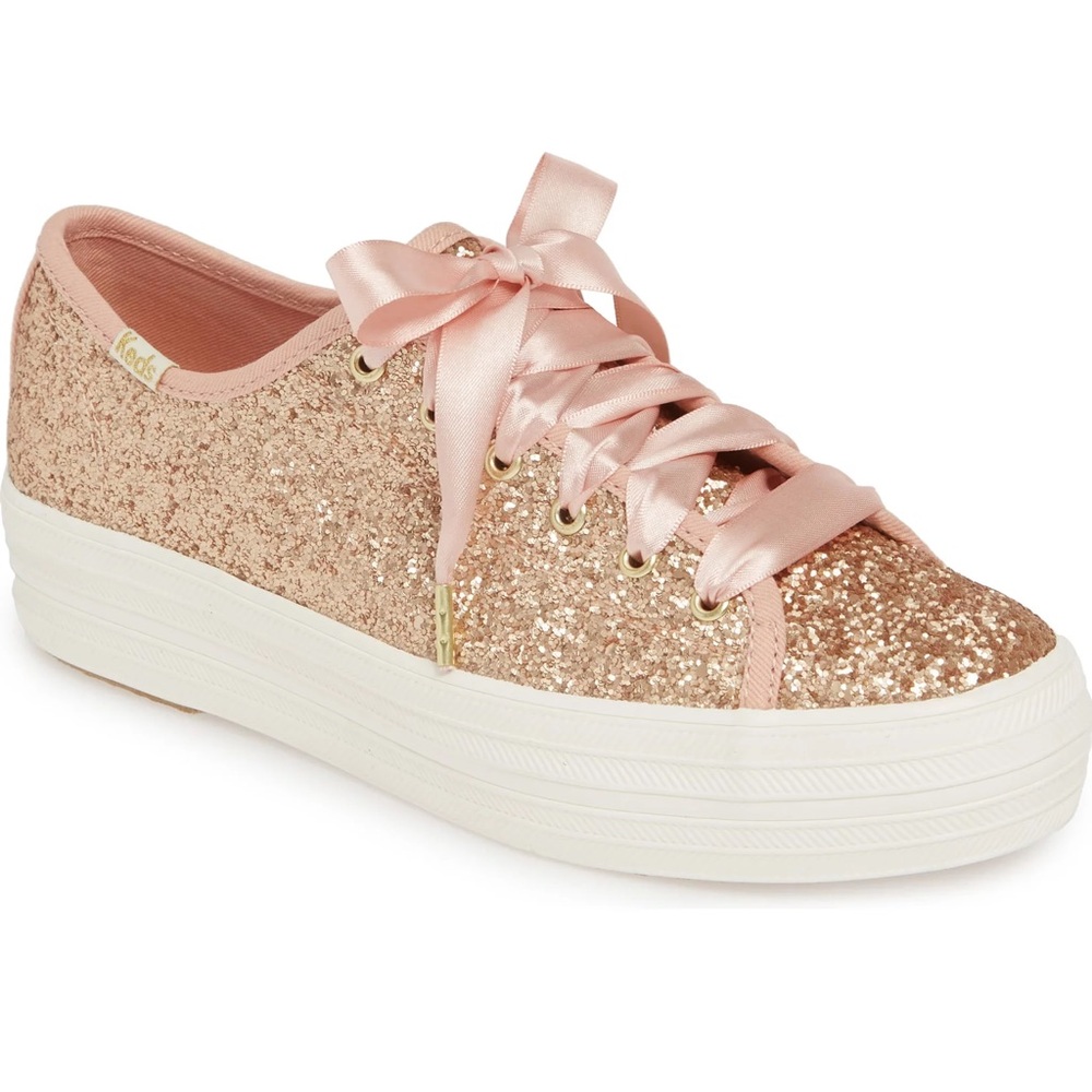 Keds x Kate Spade Rose Gold Glitter Platform sneakers